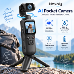 Noxoly AI Pocket Camera with 4K video, 330-degree AI face tracking, touchscreen and 2400mAh battery