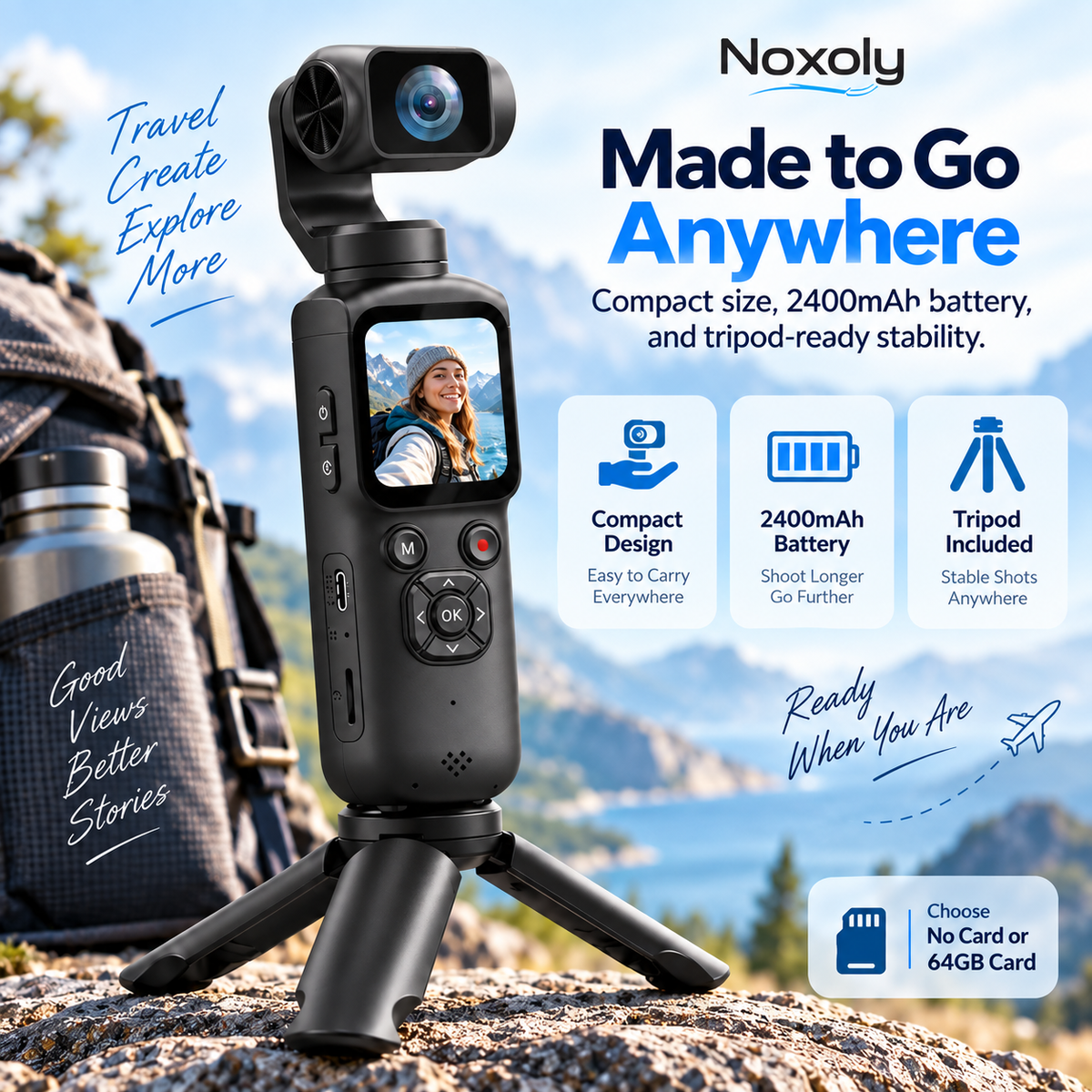 Noxoly AI Pocket Camera for travel and hands-free filming