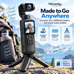 Compact travel-ready AI pocket camera with tripod and 2400mAh battery
